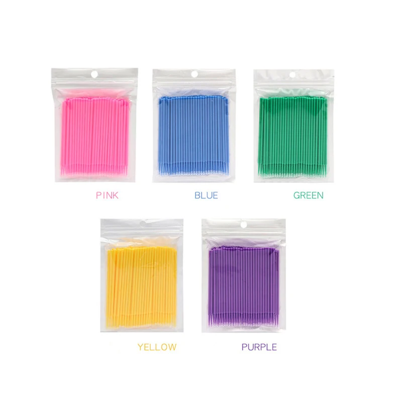 

100Pcs/bag Disposable MicroBrush Eyelashes Extension Individual Lash Removing Swab Micro Brush For Eyelash Extension Tools