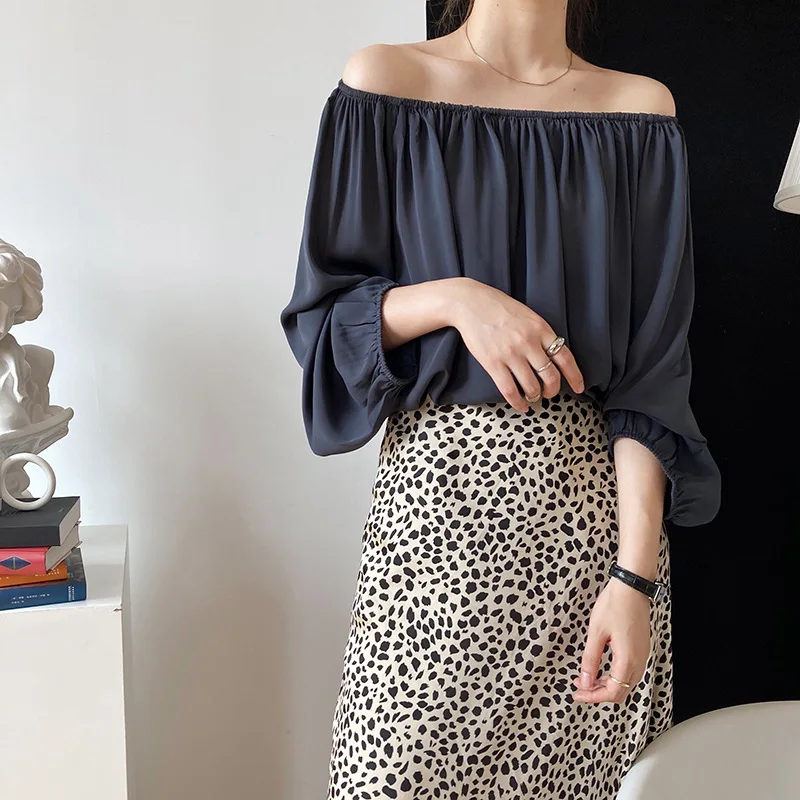 Sexy off-Shoulder Long Sleeve Chiffon Shirt Women's 2020 Autumn New Street Style Loose Blouse blusas femininas elegante