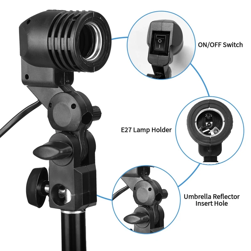 Держатель лампы E27 с одной головкой держатель для вспышки зонта фотоосвещения