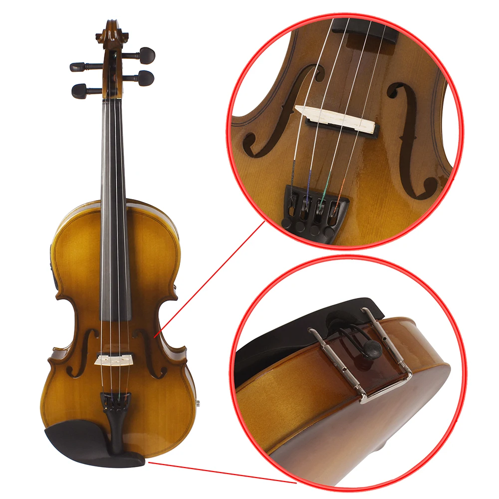 4/4 Full Size Acoustic EQ Electric Violin Fiddle Kit Solid Wood Spruce Face Board with Bow Hard Case Shoulder Rest Audio Cable | Спорт и