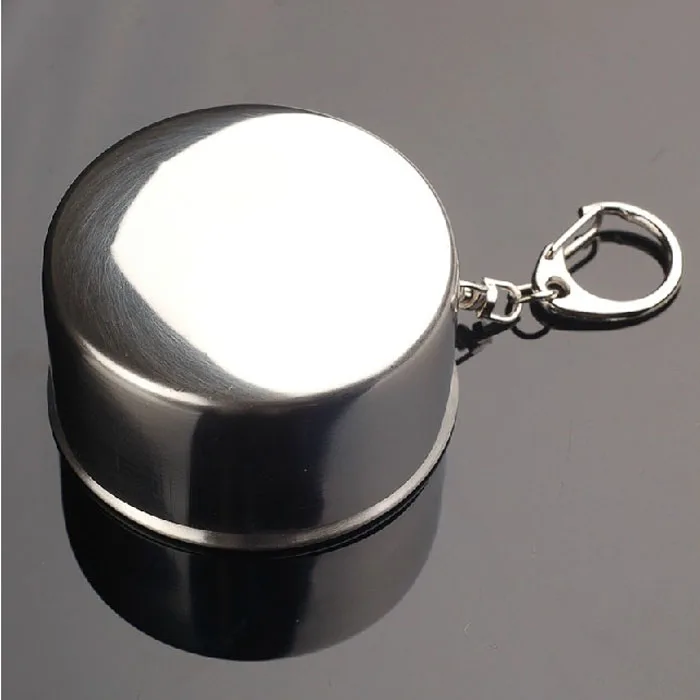 

Folding Cup Stainless Steel Retractable Collapsible Cups Demountable Portable Outdoor Travel Supplies Keychain 65x48mm Silver