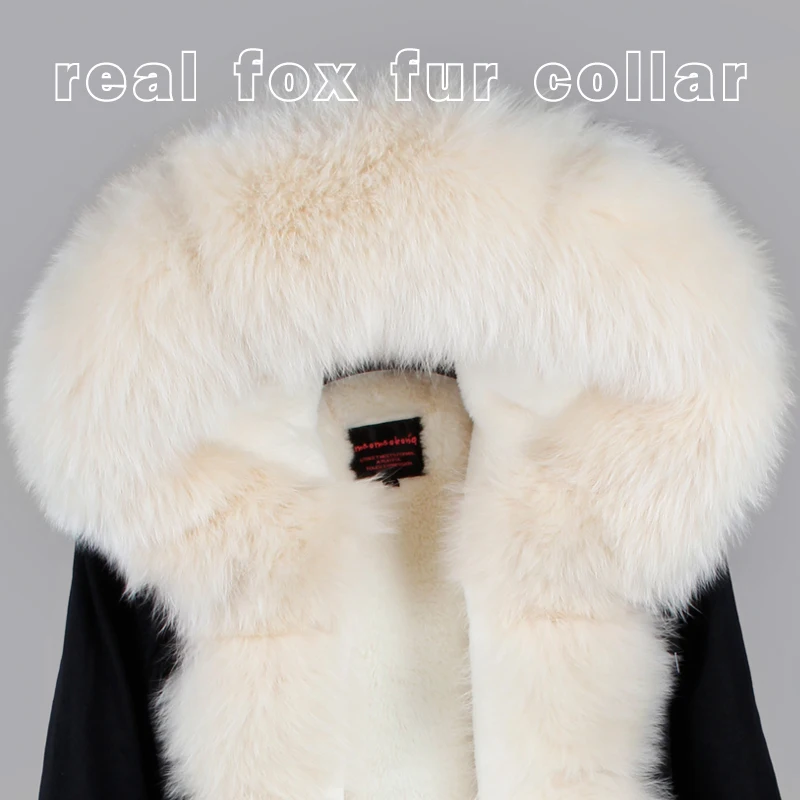 2022 New Winter Jacket Real Fur Women Outwear Thick Parkas Brand Natural Real Fox Fur Collar Coat Faux Rabbit fur liner parka