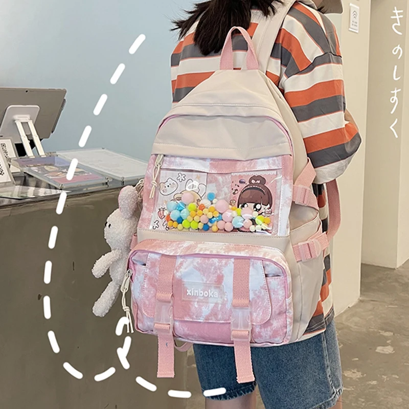

Cute Women School Bag for Girls Student Nylon Backpack Casual Ladies Backpack New Female Large Capacity Backpacks Japan Bagpacks