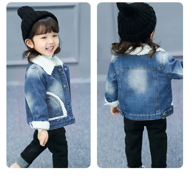 

New girl denim coat autumn winter children's cotton padded jacket