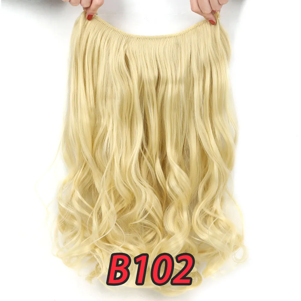 Pageup 20" Secret Fish Line Real Hair Extension One Piece Invisible Wire Wave Natural Blonde Synthetic Fake Hairpieces