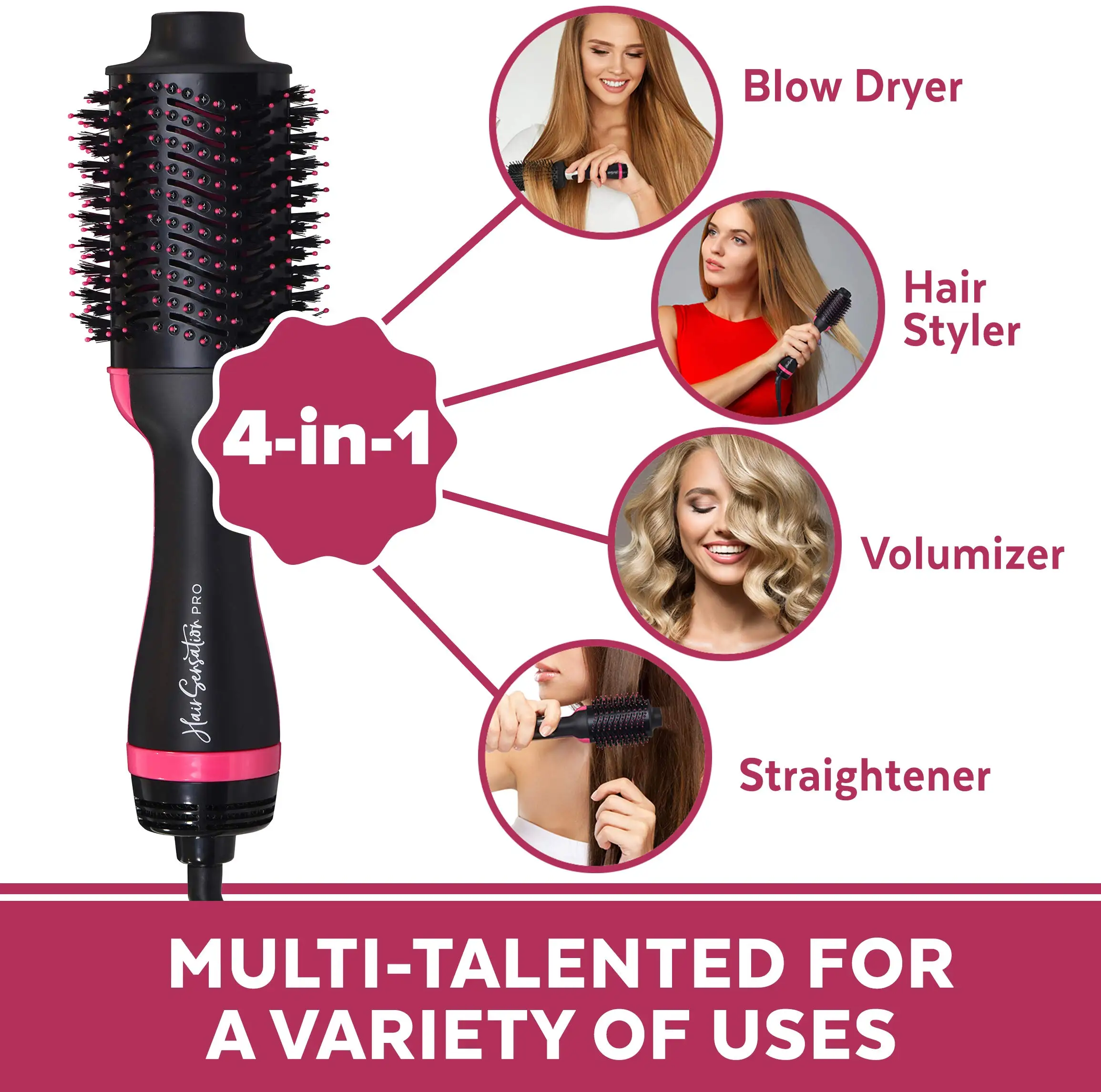 

One Step Hair Dryer Electric Hot Air Brush Multifunctional Negative Dryer brush Negative Ion Generator Hair Straightener Curler