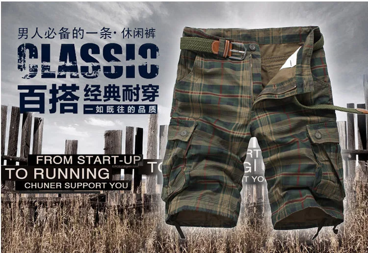

Men Shorts 2021 Fashion Plaid Beach Shorts Mens Casual Shorts Camo Camouflage lattice Short Pants Male Bermuda Cargo Overalls
