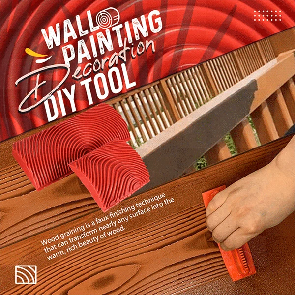 עץ Graining DIY כלי סט גומי בצבע עץ צבע רולר מברשת עץ תבואה דפוס בית DIY קיר מרקם אמנות Graining צבע כלי