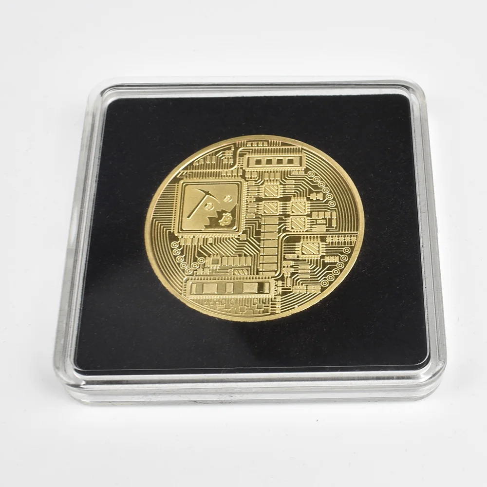 Позолоченная монета физической криптовалюты BTC Сиба Бит литмонета пульсация Eth