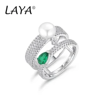 925 sterling silver double line high quality zircon natural freshwater pearl green nano ring for womens wedding fashion jewelry