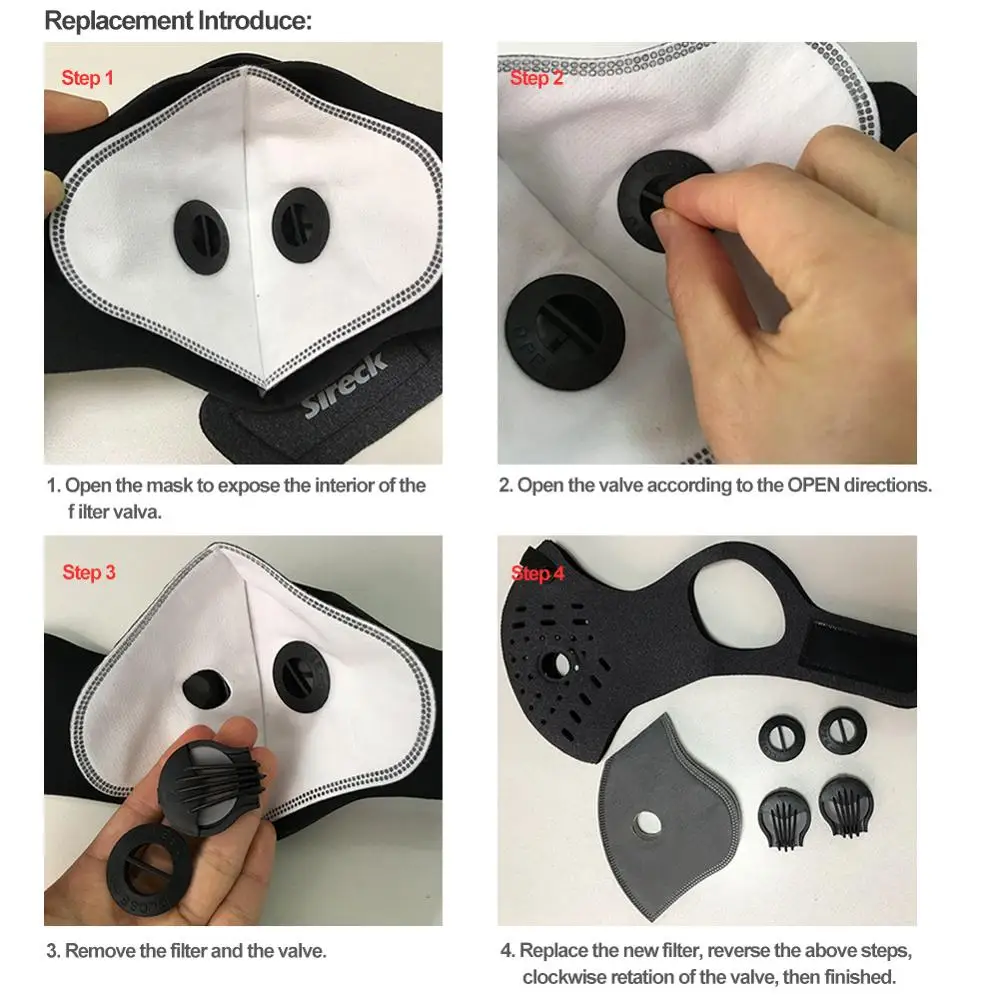 Маска для лица с активированным углем Sireck Пылезащитная маска из губки PM 2 5