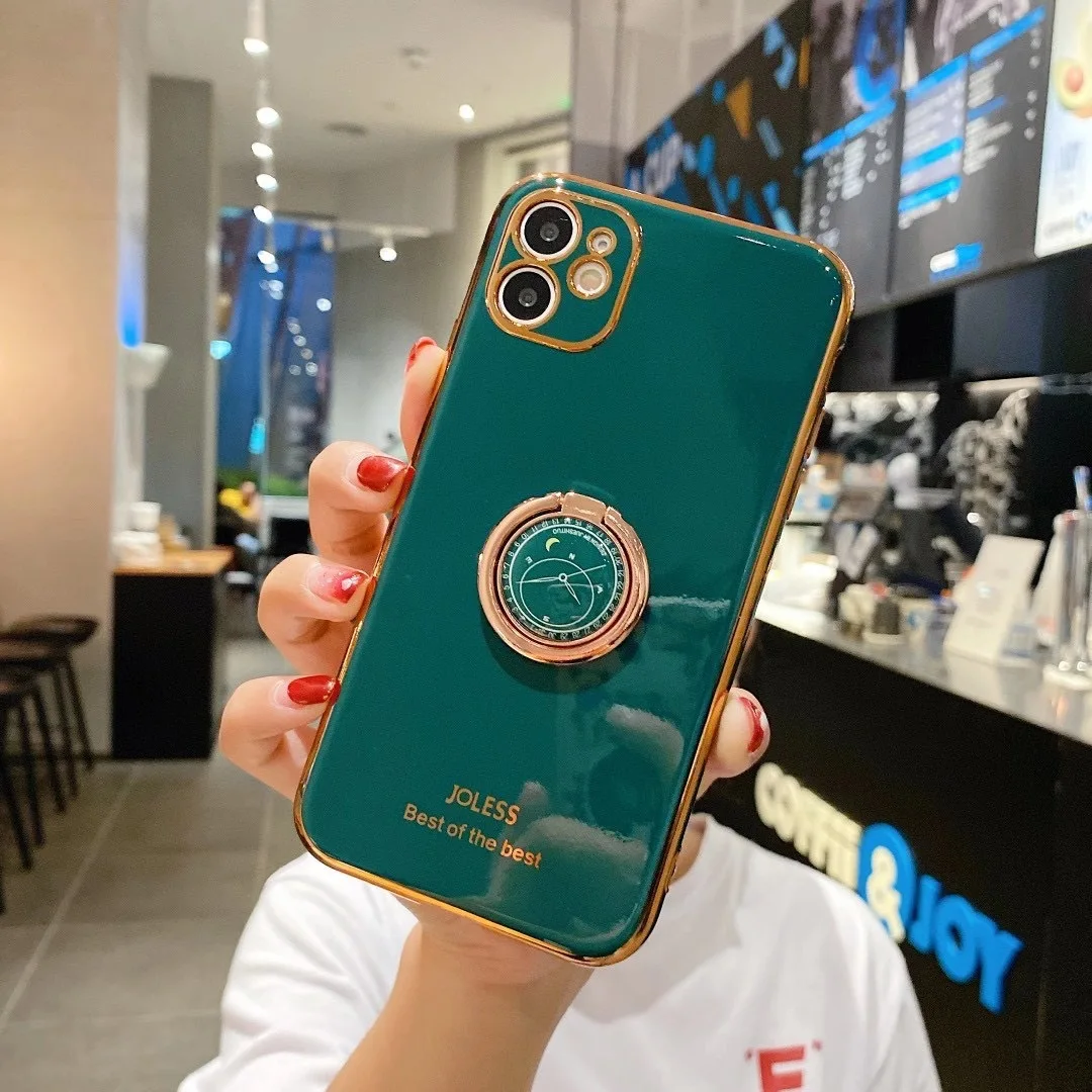 

Suitable for iPhone 11promax mobile phone case all inclusive iphone12 clock bracket plating new for iphone 11 case