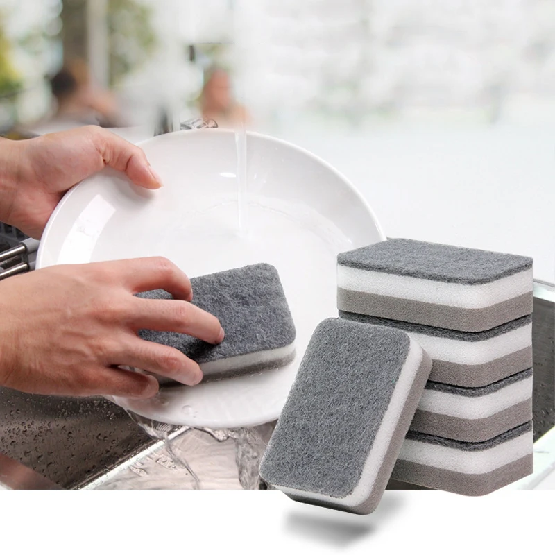 

5Pcs Double-sided Washing Sponges Remove Grease Plates Dish Cleaning Cloth For Household Kitchen Cleanings Pads Tools Accessory
