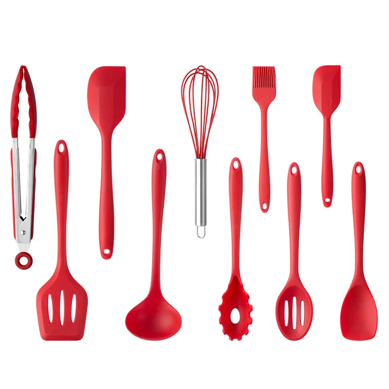 

Cooking tools 10 piece set of high temperature-resistant silicone kitchen utensils pot shovel set cookware set accessories