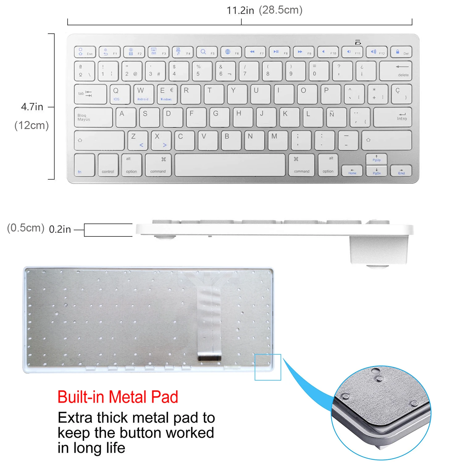 Испанская teclado Bluetooth клавиатура беспроводная испанская для Mac iPad iPhone iOS Android Windows