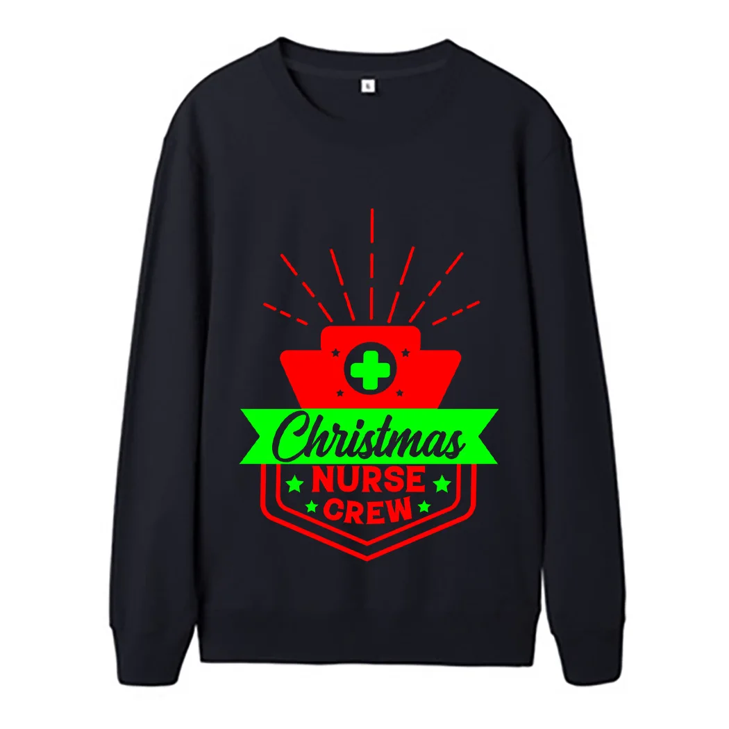 

Men And Women Autumn Round Collar Hoodies Pullovers Christmas English Letters Printing Casual Sport Loose Long Sleeve Tops