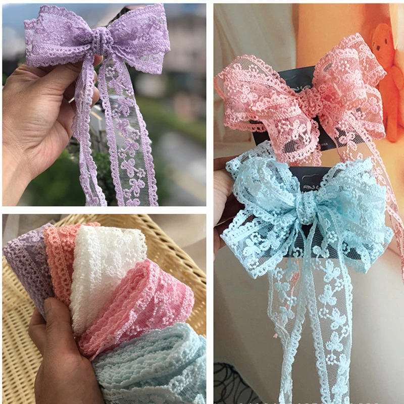 

30 Yards 3cm Lace Embroidered Flower Lace Ribbons Trims for DIY Hair Bow Material Children's Jewelry Accessories Fabric Ribbon