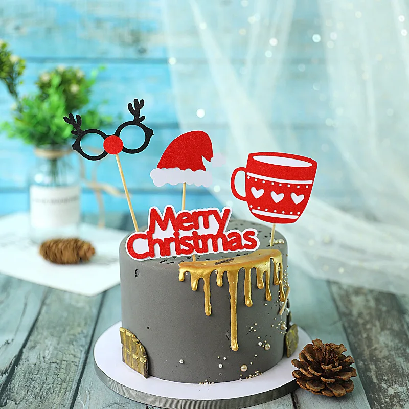 Флаги для торта милый Санта Клаус выпечки тортов Рождественское украшение