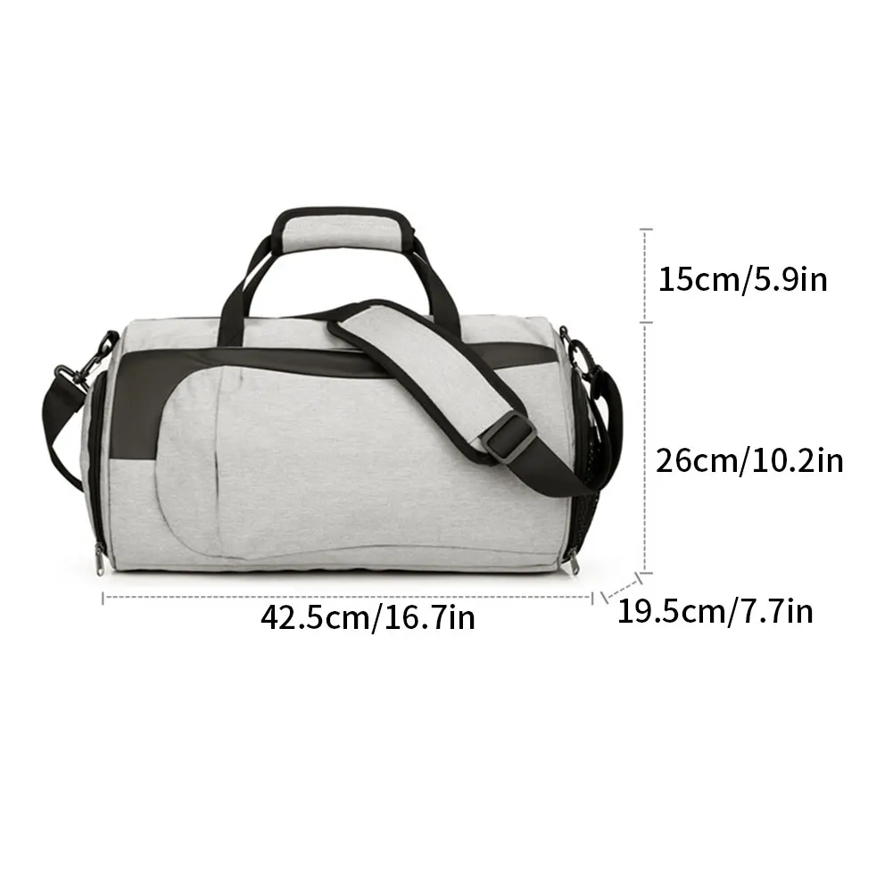 

Gym Bag Short Distance Handbag Small Duffel Bag Sports Training Travel With Shoes Compartment For Men Women Light Black Grey