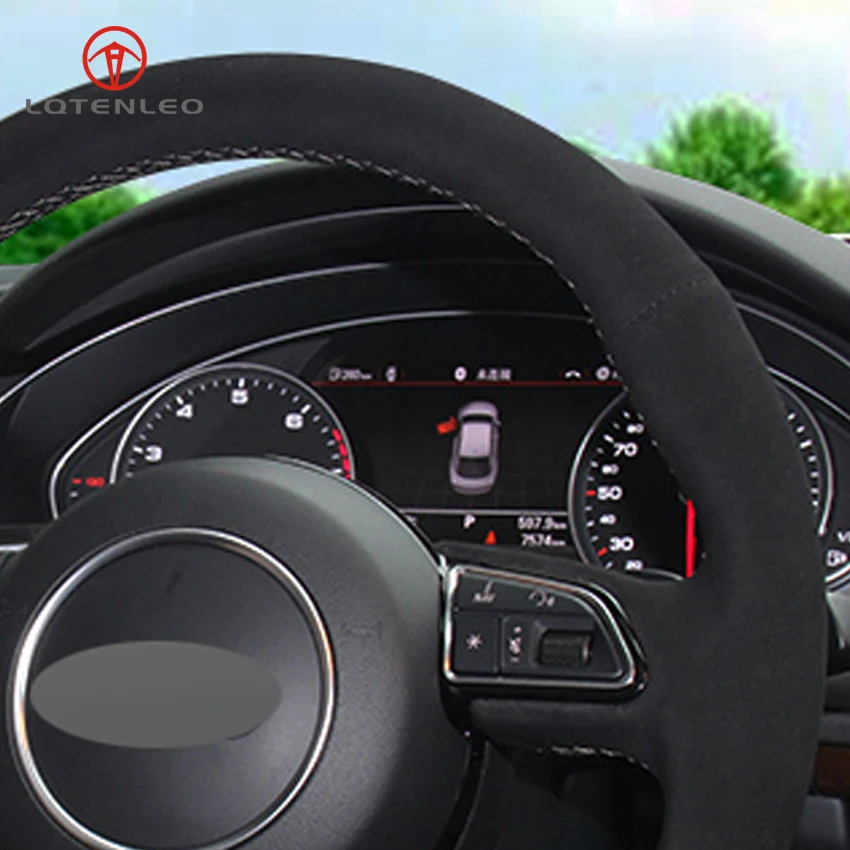 LQTENLEO черная замша ручная строчка для Audi A1 A3 A4 2015 2016 A7 2012 2018 S7 2013 RS7 2014 2015|steering wheel