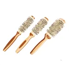 Бамбуковая деревянная ручка прокатки гребень цилиндр нейлон зуб моделирование внутри пряжки объем прическа пушистые вьющиеся волосы гребень