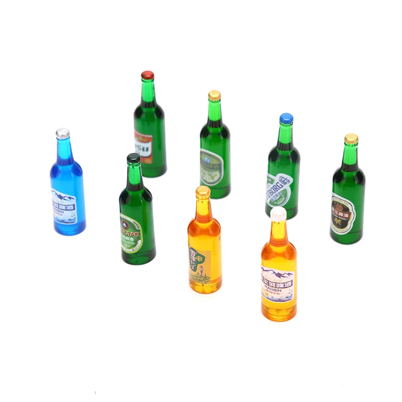 

10 Pcs Mini Wine Bottles Beer Drink Bottles Dollhouse Accessories Miniatures Doll Food Kitchen Living Room Pretend Play Toys