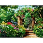 Холст Размер 5d DIY Алмазная картина полный квадратКруглая дверь сада вышивка крестиком Мозаика Цветок Летний пейзаж Новый