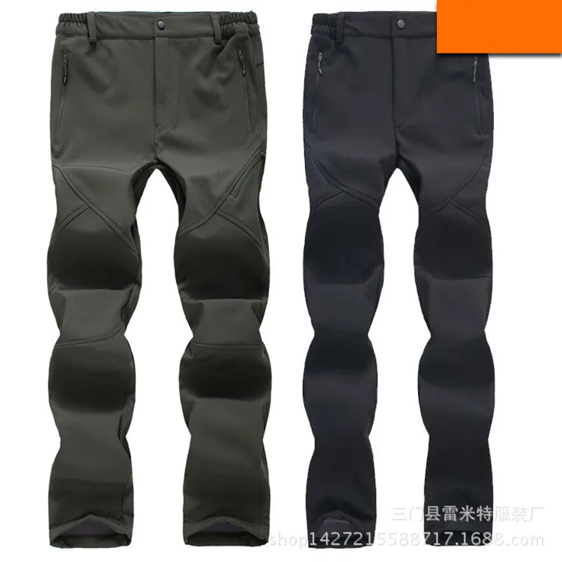 Новинка Зимние флисовые брюки Softshell наружные водонепроницаемые походные кемпинговые треккинговые лыжные мужские спортивные брюки 2021
