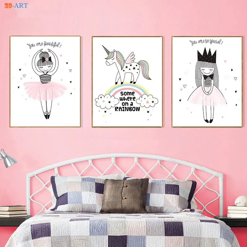 Картины на холсте с изображением танцующей лошади для девочек Настенная картина