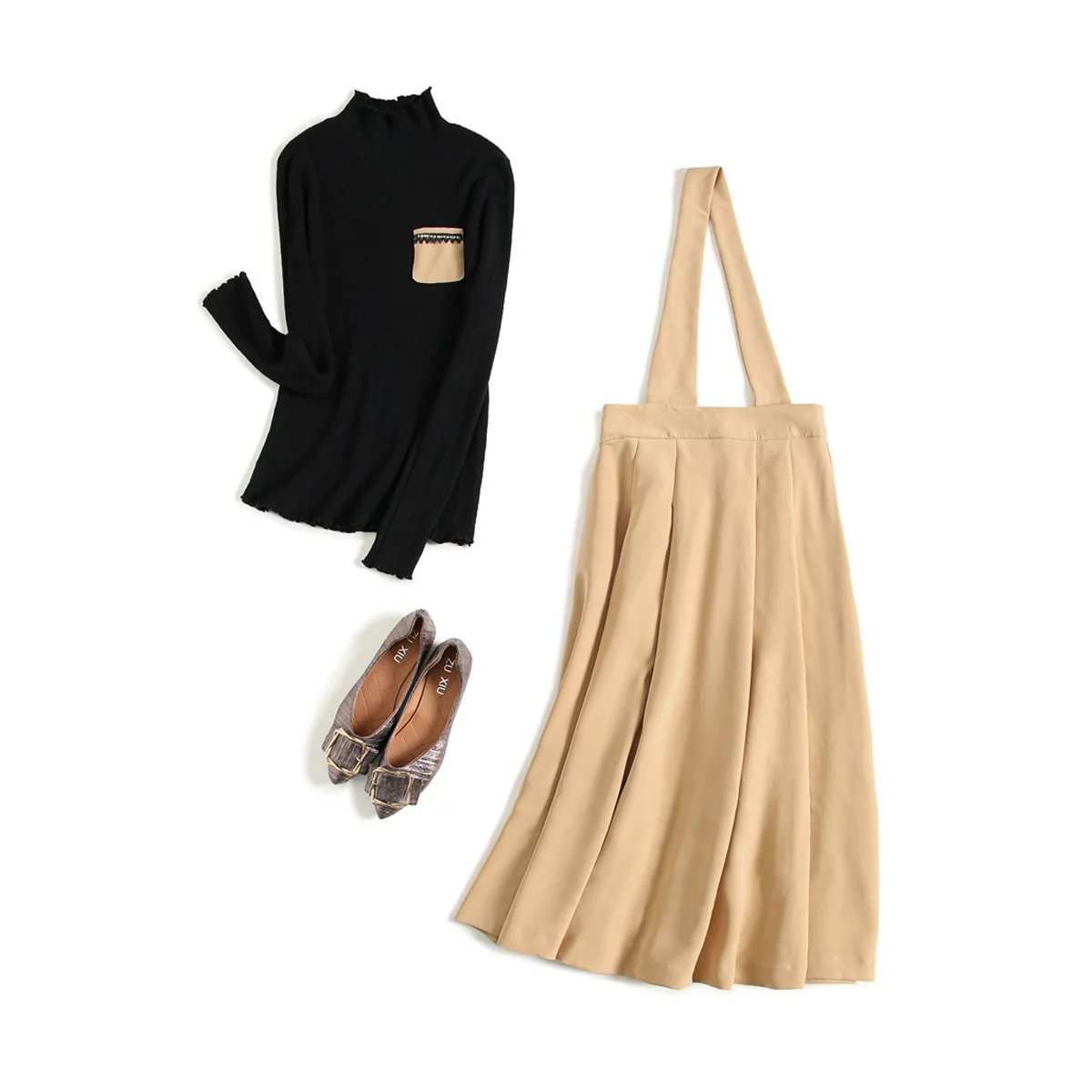 

2020 autumn and winter sweater women's tops and skirts are thin two piece set women