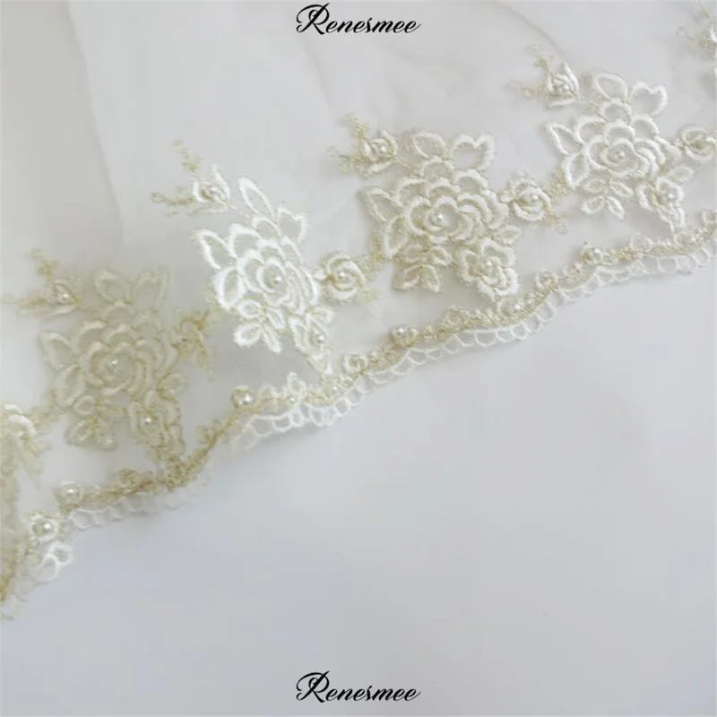 1 ярд более мягкие платья с фатиновой юбкой цвета слоновой кости Золотой контур