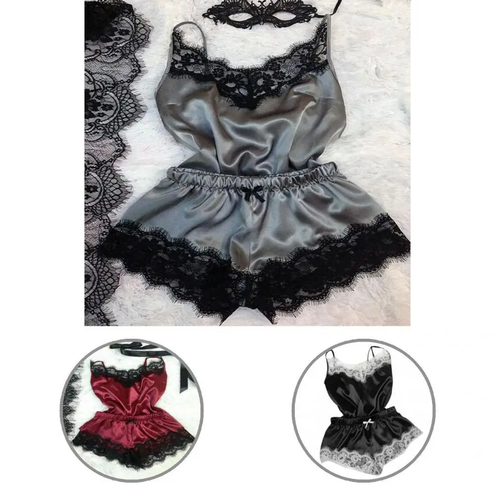 

Adjustable Strap Two Piece Sling Vest Elastic Waist Shorts Set for Honeymoon