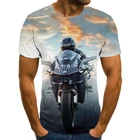 Летняя крутая футболка с 3D-принтом гоночного рисунка 2021, мотоциклетная Мужская и женская детская футболка, летний модный топ в стиле панк