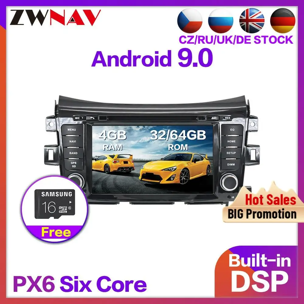 Автомобильный мультимедийный DVD плеер 4 + 64 Android 9 0 стерео GPS для NISSAN NP300 Navara Terra FM