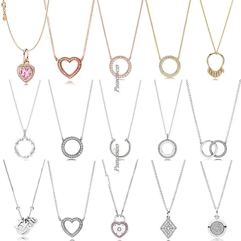 

925 Sterling Silver Accented Circular Hearts Of Collier With Crystal Necklace For Women Wedding Party Fashion Jewelry