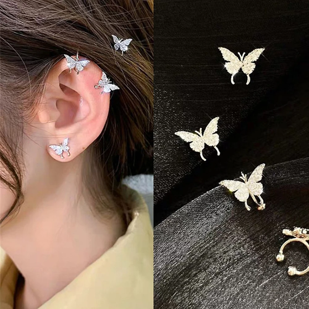 Комплект из 2 предметов для девочек модный элегантный Кристальный бабочка клипсы
