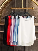 banerdanni o neck womens blouse 2020 fashion brand large size blouse shirt double layer chiffon shirts casual sleeveless loos