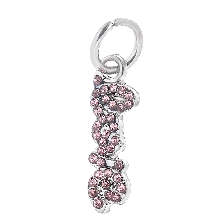 

Seialoy 2pcs 9 Color Rhinestone Love Letter Pendant Silver Color Charm Fit Diy Beads Bracelet Pendant Necklace Accessories