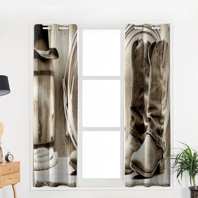 Кожаная ковбойская шляпа в стиле ретро занавески на окна для гостиной спальни