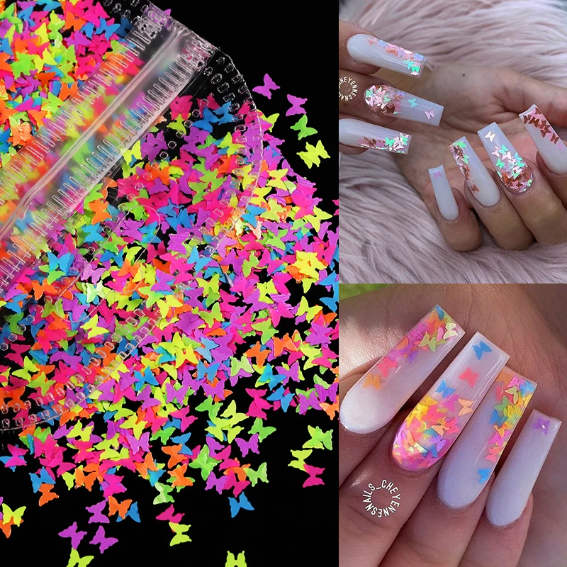 3D разноцветные бабочки для ногтей блёстки дизайна блестящие ломтики хлопья