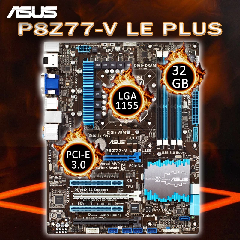 

LGA 1155 Asus P8Z77-V LE PLUS Motherboard Core i7/Core i5/Core i3 DDR3 2400MHz USB3.0 DVI VGA CrossFireX Intel Z77 Placa-mãe