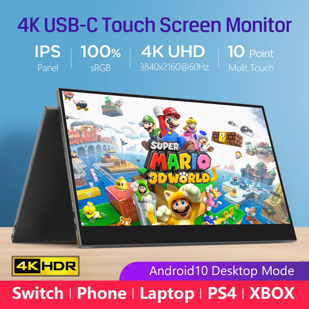 Портативный сенсорный экран VESA 15 6 дюйма 4K для смартфона Switch PS4 ноутбук XBOX HDR10 HDMI USB
