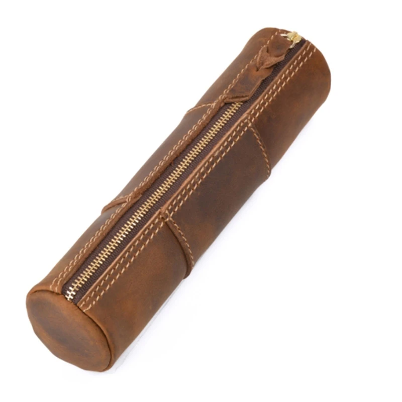 

AU42 -Leather Pencil Pouch - Zippered Pen Case for School, Work & Office