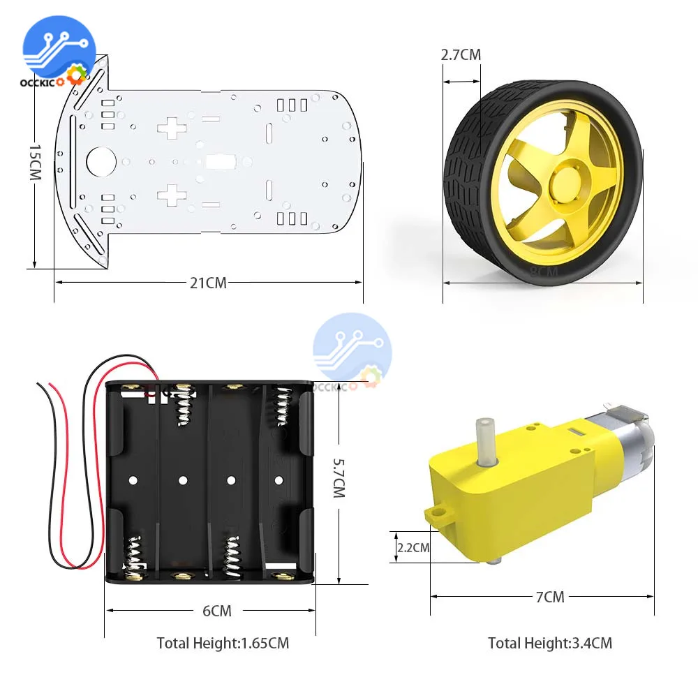Умный робот мотор комплект шасси автомобиля датчик скорости батарейный блок 2WD с