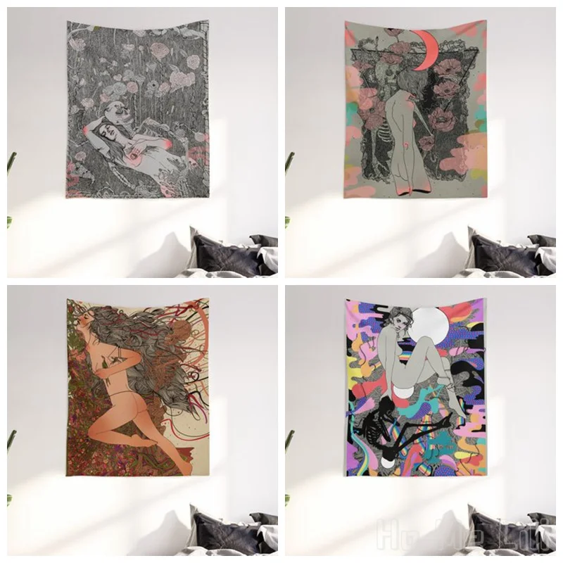

I Dreamt Tapestry Skeleton Woman Wall Hanging Room Accessories