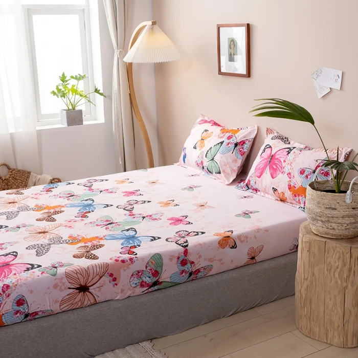 Однотонная натяжная простыня с принтом из 100% полиэстера 1 шт. наматрасник