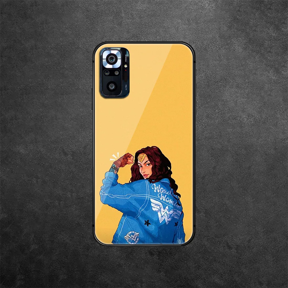 

Woman Hero Wonders Tempered Glass Phone Case Cover For Xiaomi Redmi Note 7 8 9 10 A C T S Pro K 30 40 Painting Prime Waterproof
