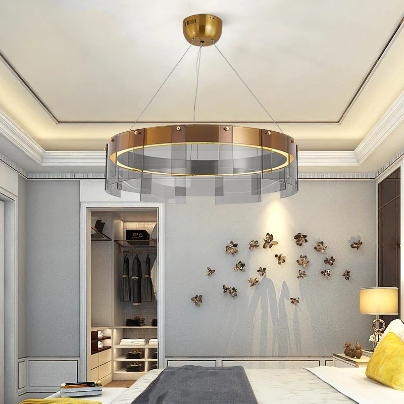 Маленькая квартира гостиная лампа стеклянная люстра Круглая Простая