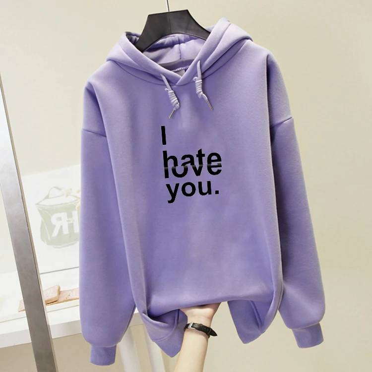 Толстовки с надписью I Hate Love You модная зимняя Повседневная Толстовка для мужчин и