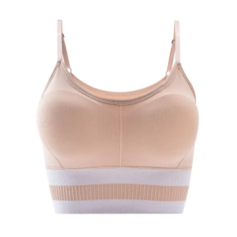 

New sports underwear lady running yoga halter vest unrimmed gathering fitness suit beauty back shockproof chest wipe